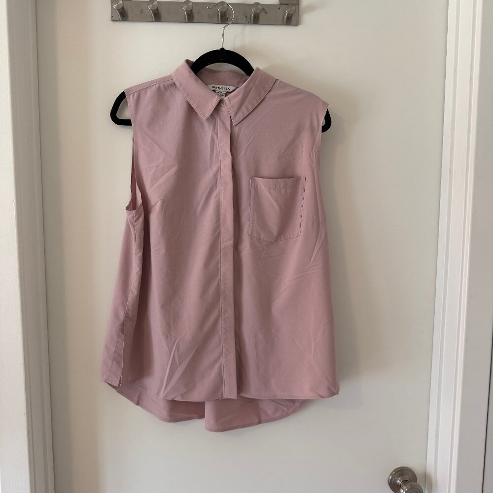 Pink sleeveless button down - women's size large